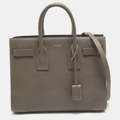 Pre-owned Saint Laurent Taupe Leather Small Classic Sac De Jour Tote In Beige