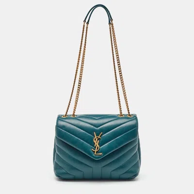 Pre-owned Saint Laurent Teal Green Leather Small Loulou Shoulder Bag
