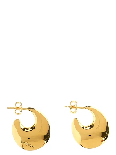 Saint Laurent Teardrop Metal Hoop Earrings In Pink