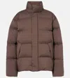 Saint Laurent Technical Canvas Down Jacket In Brown