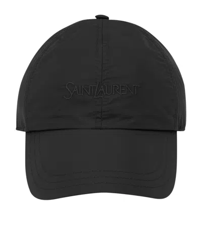 Saint Laurent Technical Logo Baseball Cap In Black