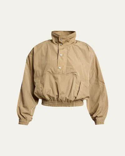 Saint Laurent Technical Nylon Track Jacket In Brown