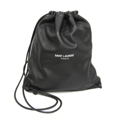 Saint Laurent Teddy Black Leather Backpack Bag ()