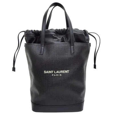 Saint Laurent Teddy Black Linen Tote Bag ()