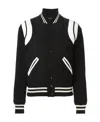 Saint Laurent Teddy Wool Jacket With Leather Profiles