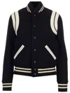 Saint Laurent Teddy Leather-trimmed Recycled Wool-blend Bomber Jacket