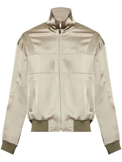 Saint Laurent Teddy Zip-up Bomber Jacket In Khaki
