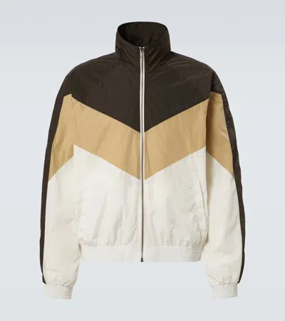 Saint Laurent Teddy Chevron Bomber Jacket In Brown