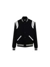 Saint Laurent Mans Wool Teddy Bomber Jacket In Black