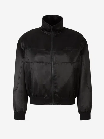 SAINT LAURENT SAINT LAURENT LOGO SATIN BOMBER JACKET