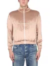 Saint Laurent Organic Silk Satin Jacket Pockets In Pink