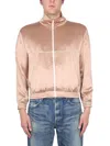 Saint Laurent Organic Silk Satin Jacket Pockets In Beige