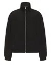 Saint Laurent Black Jacket With High Neck And Logo Lettering On The Front In Tech Fabric Man In Black