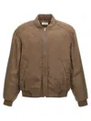 Saint Laurent Twill Teddy Bomber Jacket In Green
