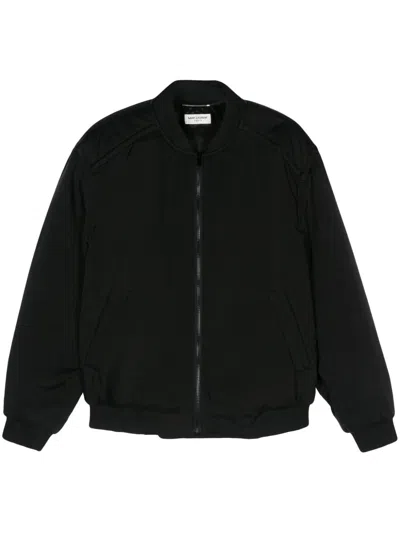 Saint Laurent Teddy Padded Bomber Jacket In Black