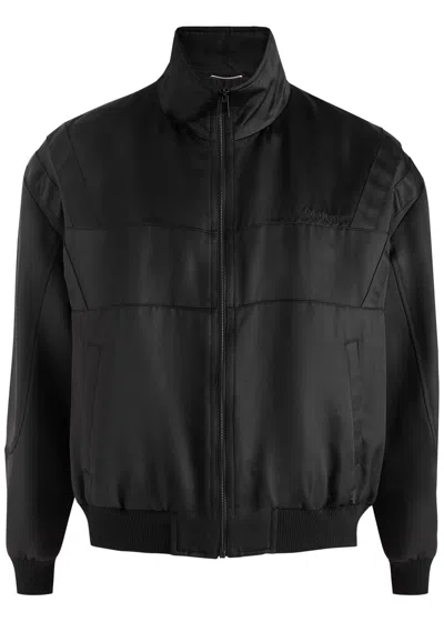 Saint Laurent Teddy Panelled Satin Bomber Jacket In Black