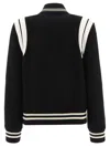 Saint Laurent Teddy Leather-trimmed Recycled Wool-blend Bomber Jacket In Black