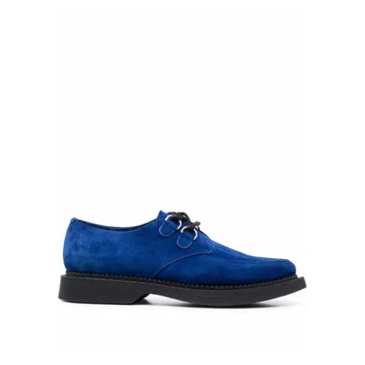 Saint Laurent Teddy Suede Derbies In Blue