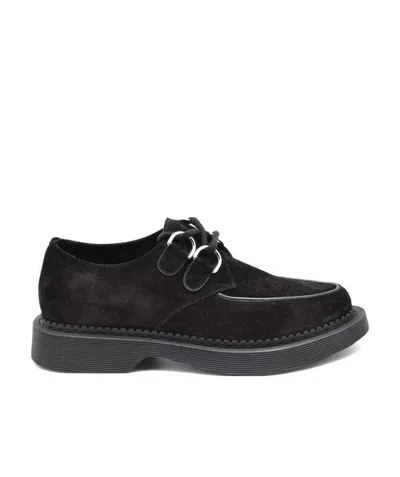 Saint Laurent Teddy Suede Lace-up Shoes In Black