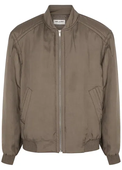 SAINT LAURENT SAINT LAURENT TEDDY WASHED SATIN BOMBER JACKET