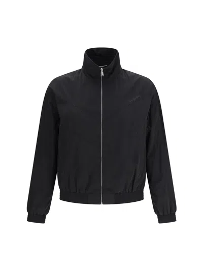 Saint Laurent Logo-embroidered Shell Bomber Jacket In Black