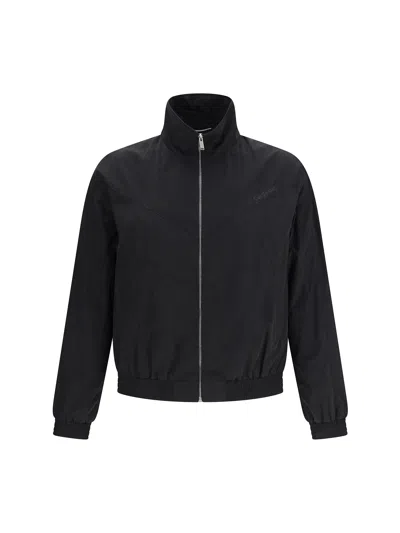 Saint Laurent Logo-embroidered Shell Bomber Jacket In Black