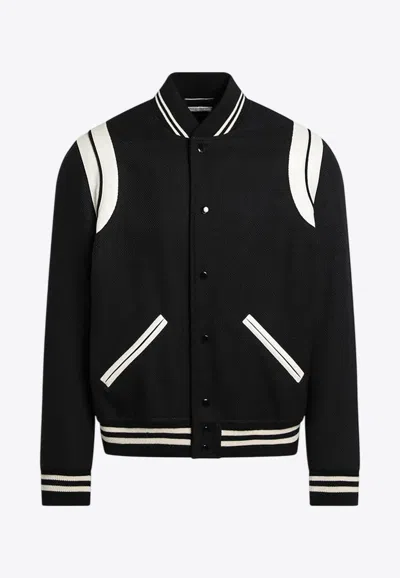 SAINT LAURENT TEDDY WOOL BOMBER JACKET