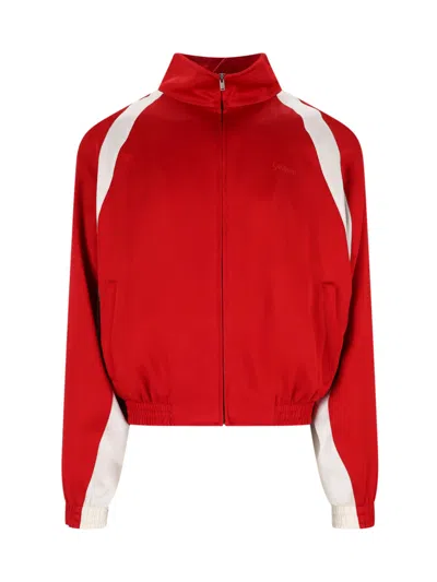 Saint Laurent Teddy Zip Bomber Jacket In Red