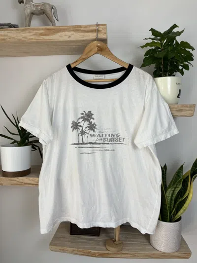 Pre-owned Saint Laurent Tee Waiting For Sunset Slp Luxury In White