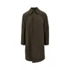 Saint Laurent Ter-repellent Gabardine Coat In Brown