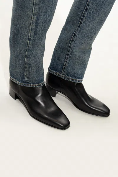 Saint Laurent ‘terry' Leather Ankle Boots In Black