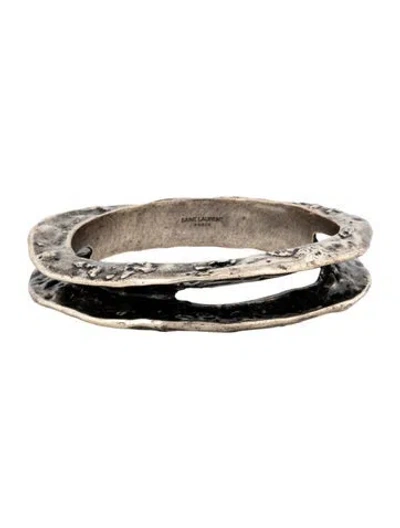 Pre-owned Saint Laurent Textured Bangle Bracelet, 8.25" In Multicolor