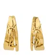 Saint Laurent Textured Cassandre Hoop Earrings In Yellow