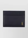 Saint Laurent Tiny Cassandre Card Case In Grained Leather In Blue