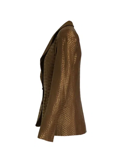 Pre-owned Saint Laurent Textured Dropped-shoulder Blazer In Brown