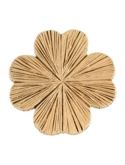 Pre-owned Saint Laurent Textured Four Leave Clover Brooch Pin In Multicolor