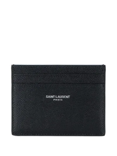 Saint Laurent Textured Leather Cardholder In Black