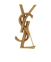 Saint Laurent Golden Cassandre Brooch With Snake Texture In Yellow