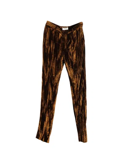 Pre-owned Saint Laurent Textured Trousers In Brown