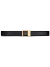 Saint Laurent 66 Buckle Belt Lacquered Leather In Black