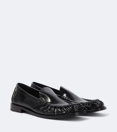 Saint Laurent Theobald Cassandre-embellished Leather Loafers In Black
