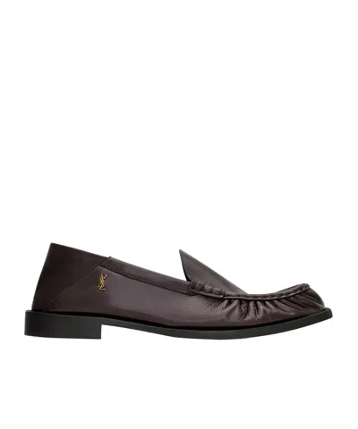 Saint Laurent Theobald Foldable Loafers In Smooth Leather In Brown