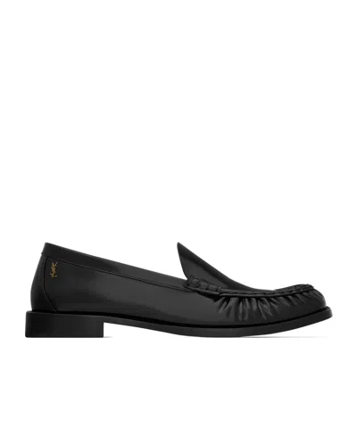 Saint Laurent Theobald Loafers In Glazed Leather In Black