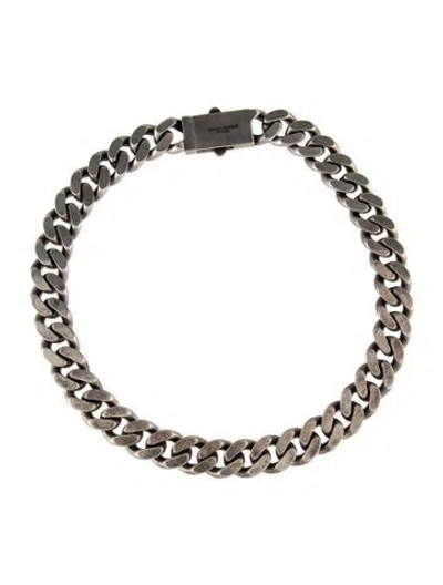 Pre-owned Saint Laurent Thick Curb Chain Necklace, 17.75" In Multi