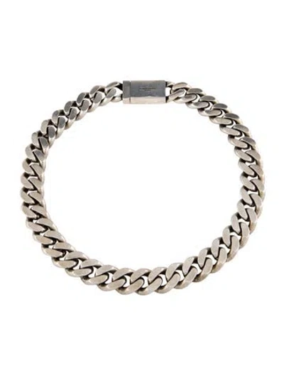Pre-owned Saint Laurent Thick Curb Chain Necklace, 18" In Multi
