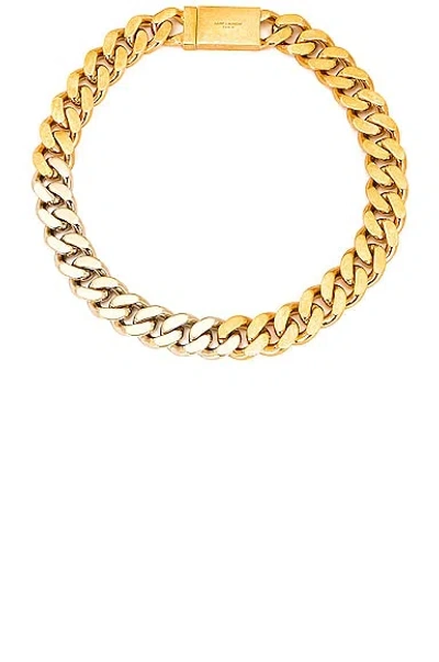 Saint Laurent Thick Curb Chain Necklace In Or Pale Or Laiton