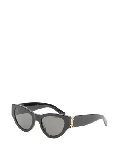 Saint Laurent Thick Frame Monogram Sunglasses In Black