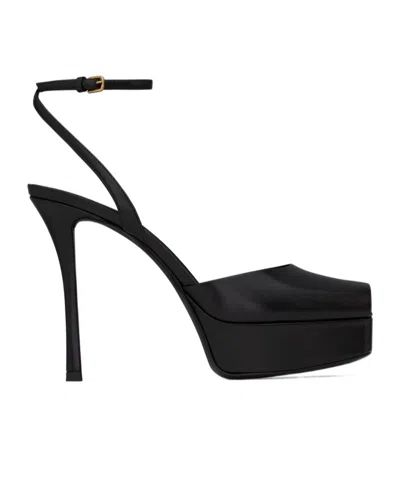 SAINT LAURENT LA SCANDALE PLATFORM SANDALS IN SMOOTH LEATHER