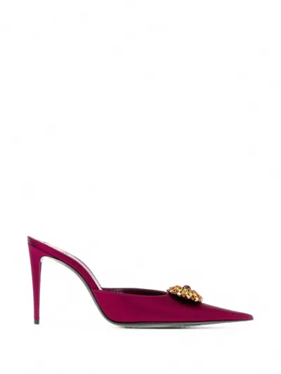 Saint Laurent Thierry Crystal-embellished Heeled Mules In Multi