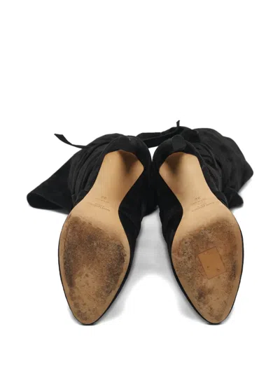Pre-owned Saint Laurent Thigh-high Suede Boots In Black